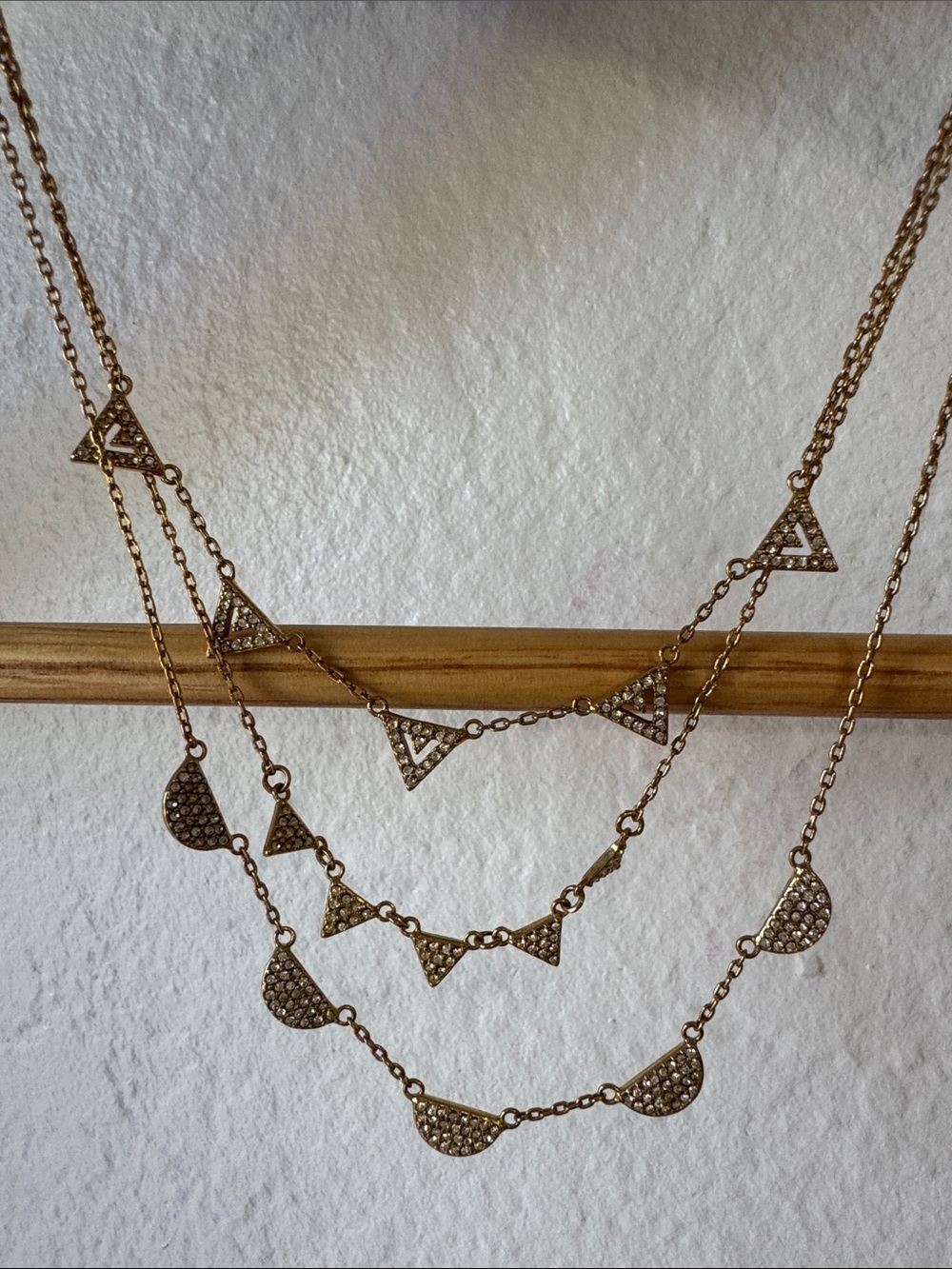 Triple Layer Gold Tone Necklace